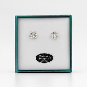 Swarovski · Platinum Tone · Crystal Heart Stud Earrings · Silver Sparkle Jewelry